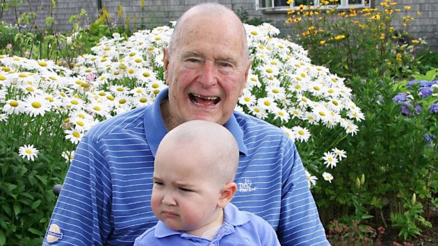 Bush 41 Shaves Head in Solidarity With 2-Year-Old Leukemia Patient (ABC News) Bush 41 Shaves Head in Solidarity With 2-Year-Old Leukemia Patient (ABC News)